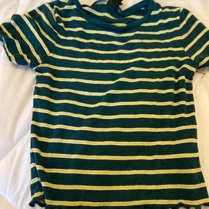 Green and yellow striped crop top, size S